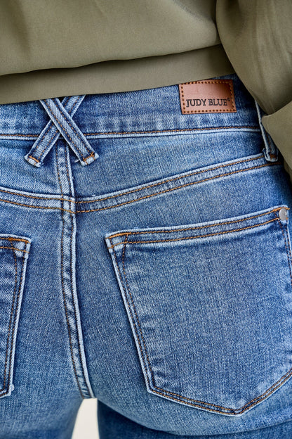 Clementine High Rise Double Button Wide Leg Denim Jeans