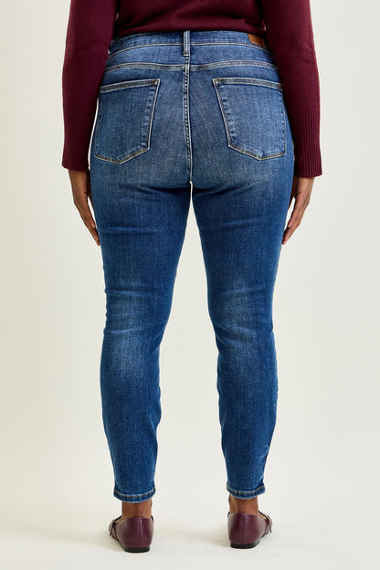 Joey Mid Rise Skinny Jeans With Handsand - PLUS