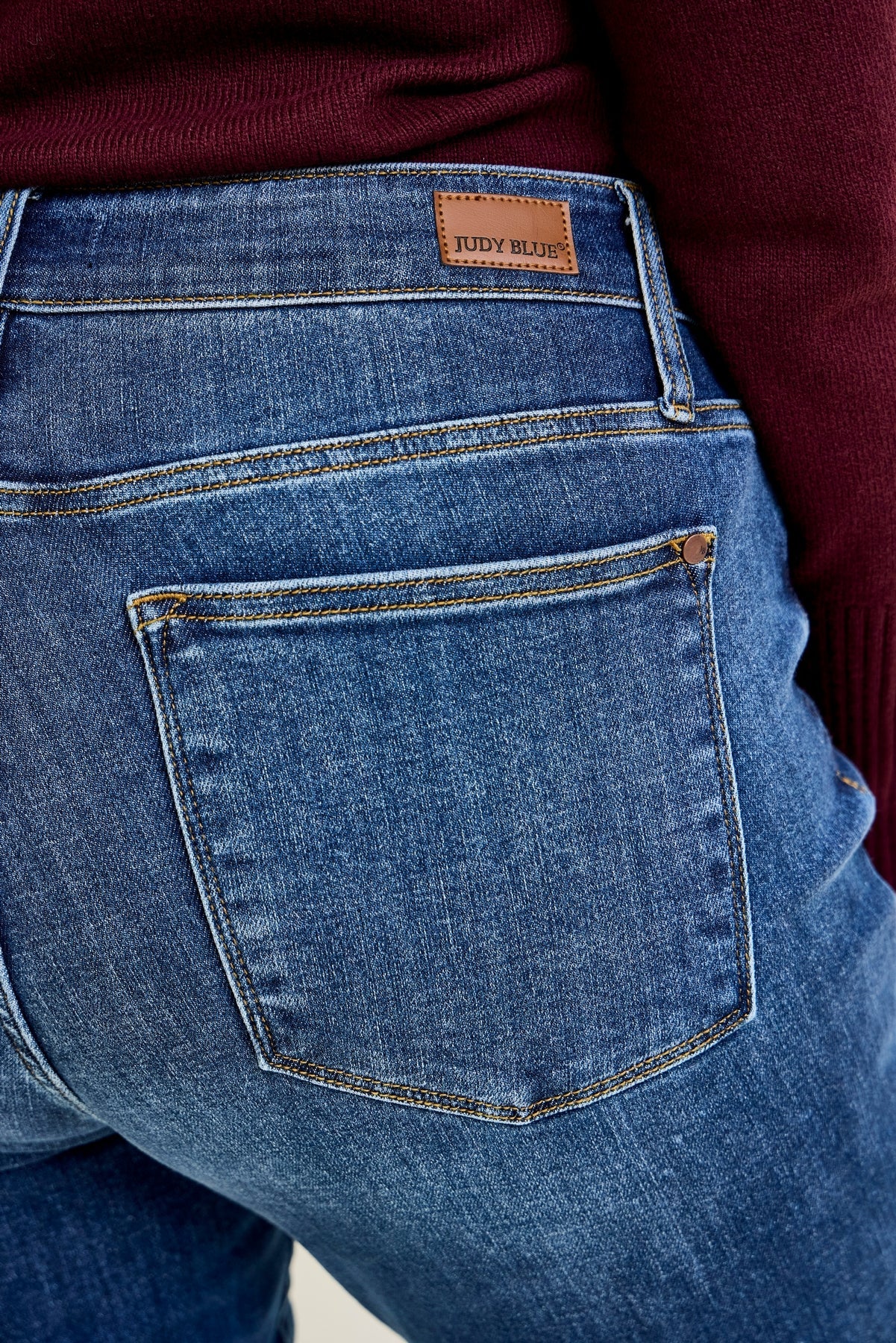 Joey Mid Rise Skinny Jeans With Handsand - PLUS