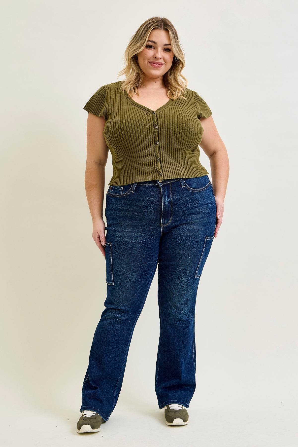 Karla High Rise Cargo Bootcut Jeans - PLUS