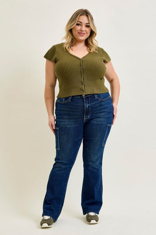 Karla High Rise Cargo Bootcut Jeans - PLUS