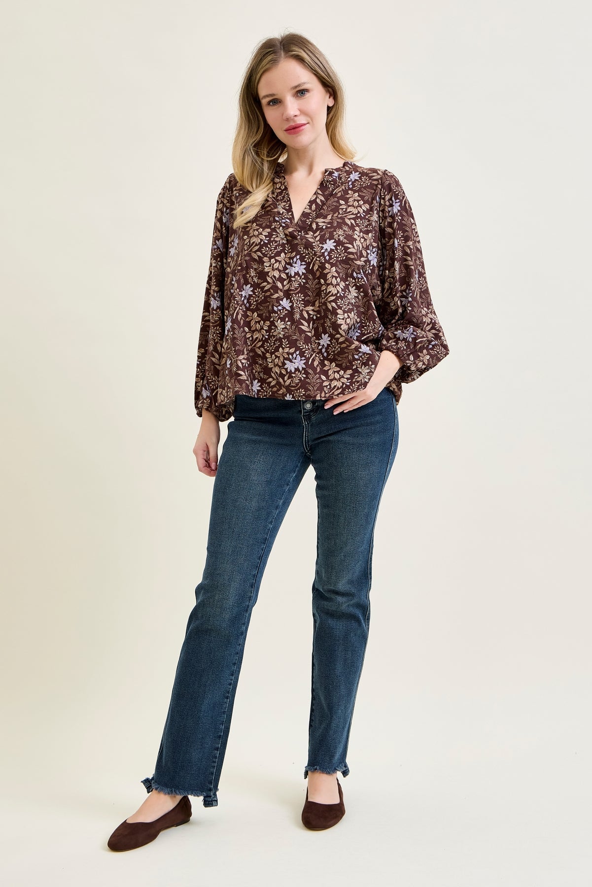 Lisa High Rise Button Fly Hem Distressed Straight Jeans