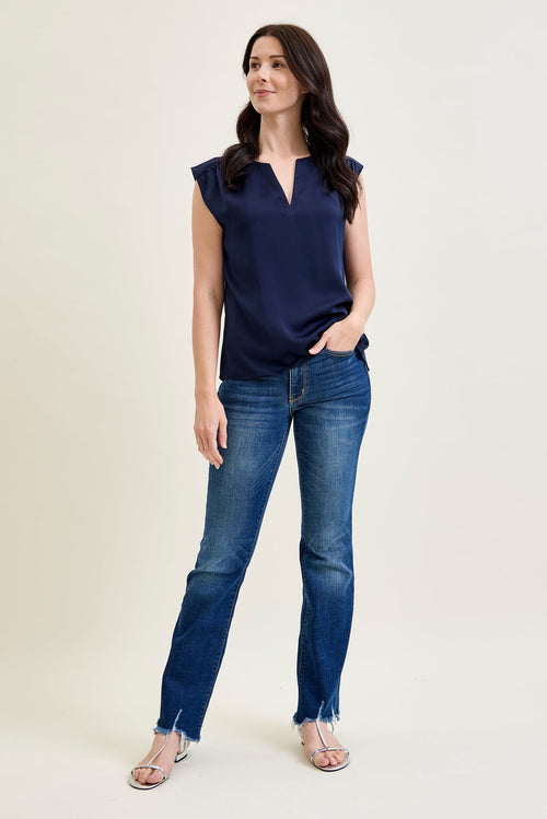Natalie Mid Rise Non-Distressed Hem Bootcut Jeans