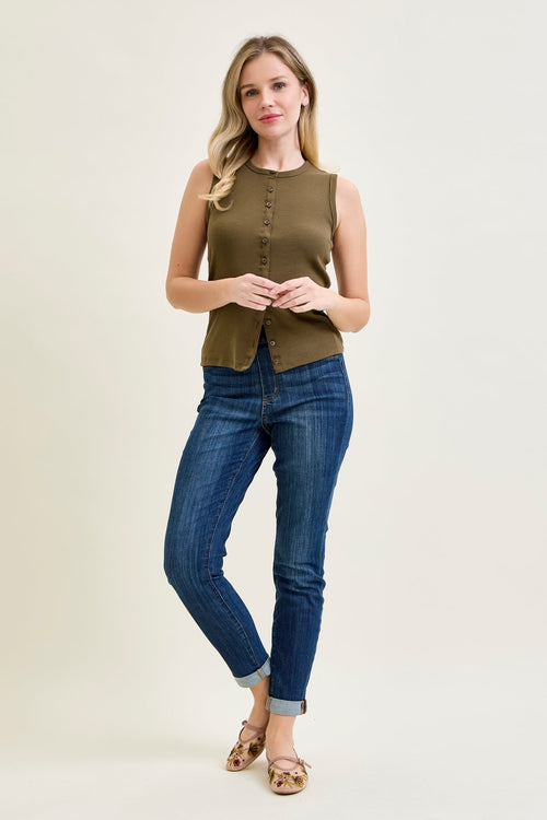Hailey High Rise Pull On Double Cuffed Slim Jeans