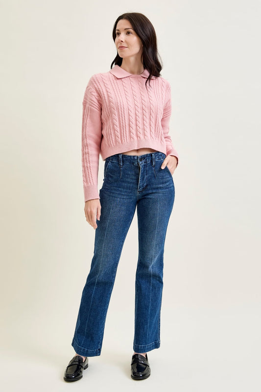 Kathy Mid Rise Bootcut Trousers with TC & Welt Pockets