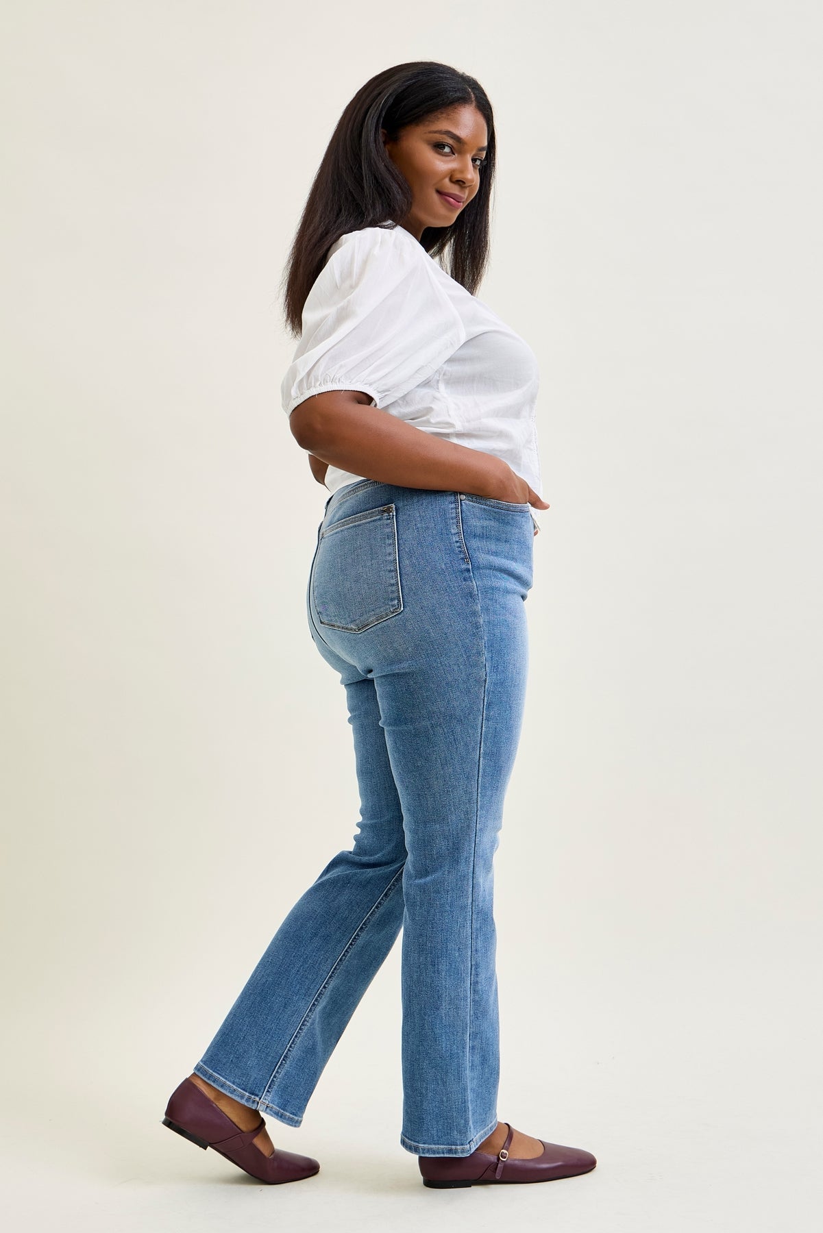 Kaya High Rise Classic Contrast Wash Bootcut - PLUS