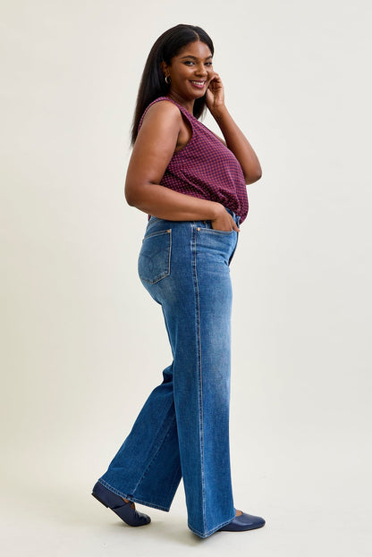 Claribel High Rise Tummy Control Retro Wide Leg Jeans - PLUS