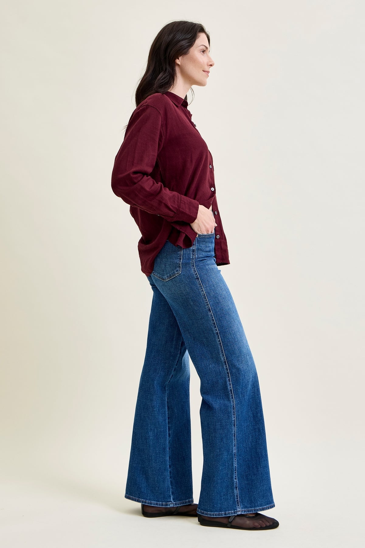 Claribel High Rise Tummy Control Retro Wide Leg Jeans