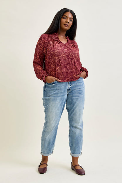 Michelle Mid Rise Vintage Wash Boyfriend Jeans - PLUS