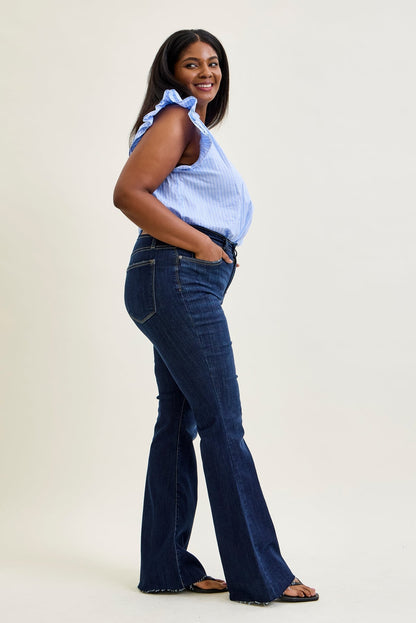 Lily High Rise Raw Hem Flare - PLUS