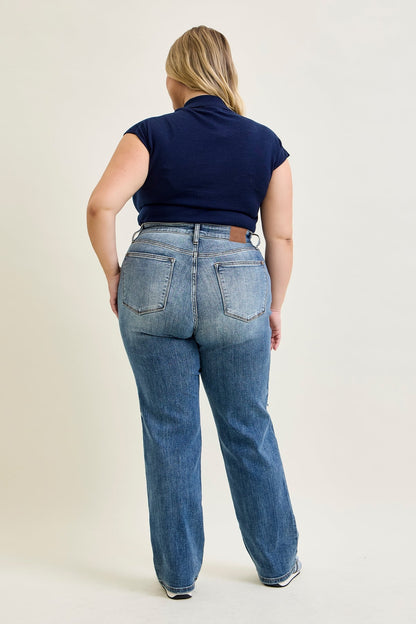 Kaylee High Waist Distressed Dad Jeans - PLUS