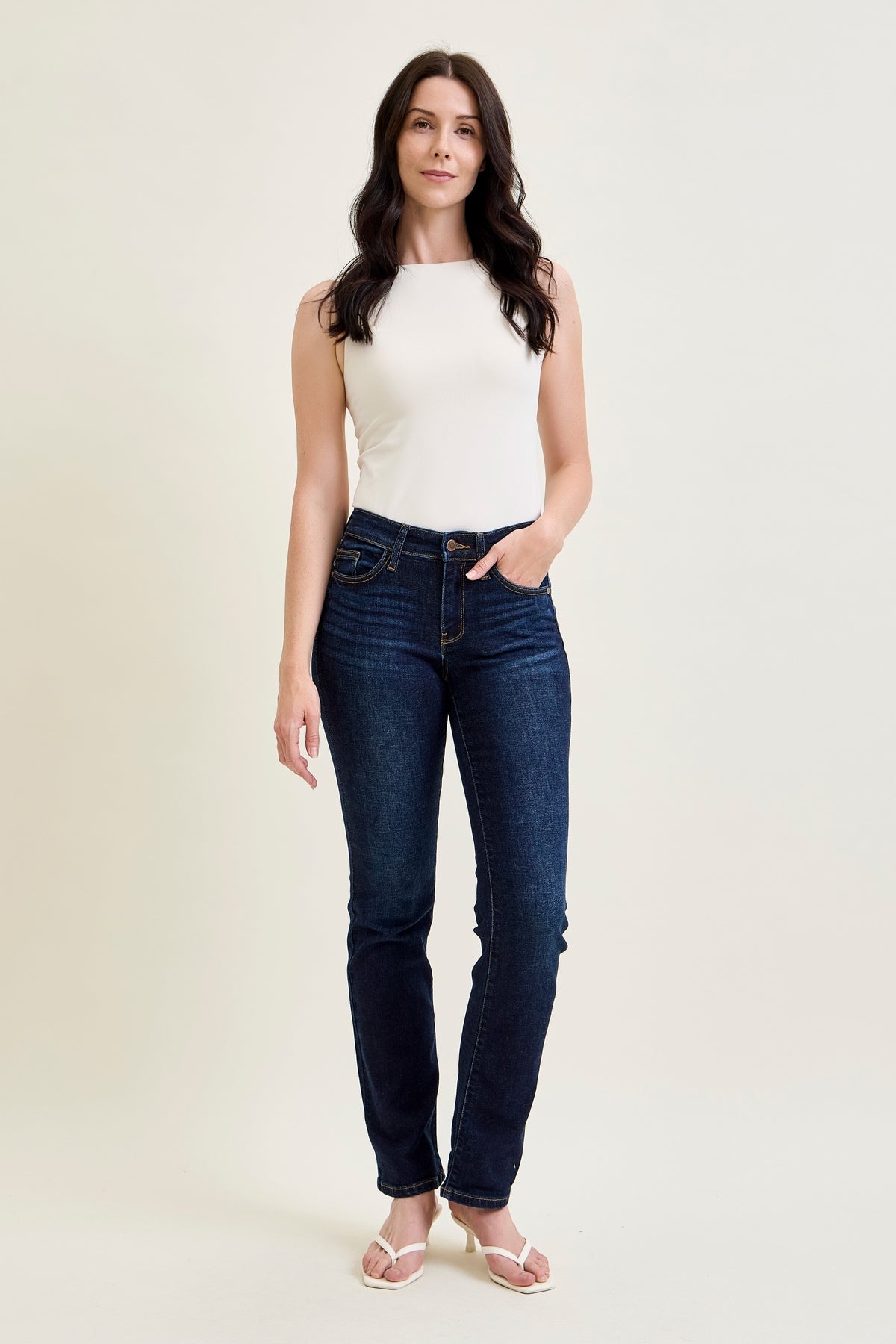 Elsy Whiskered Bootcut Jeans (32" Inseam)