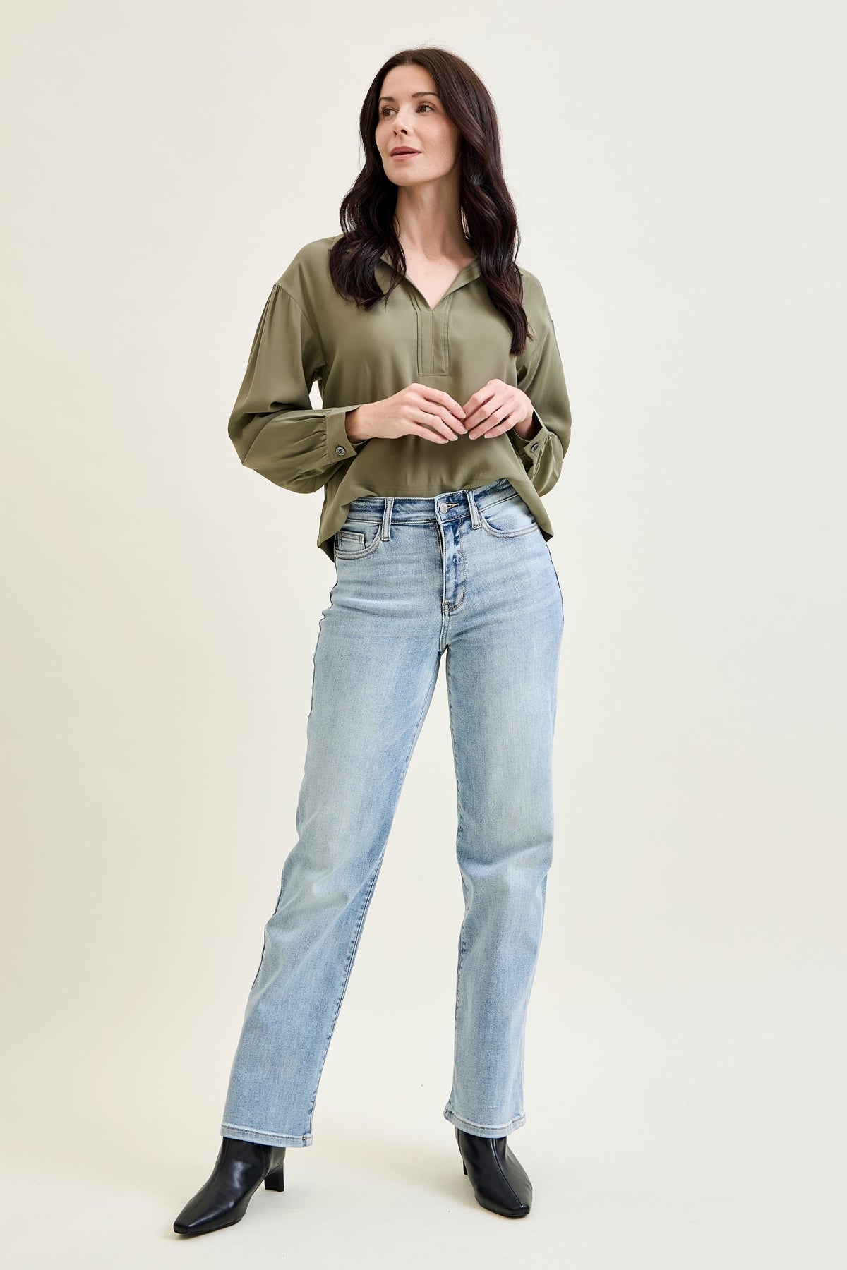 Florence High Rise Light Wash Straight Leg Jeans