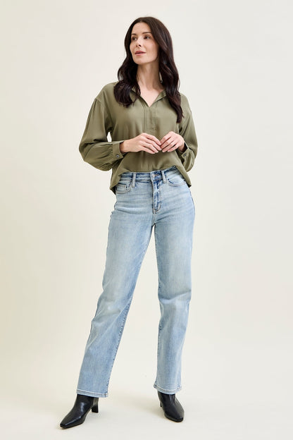Florence High Rise Light Wash Straight Leg Jeans