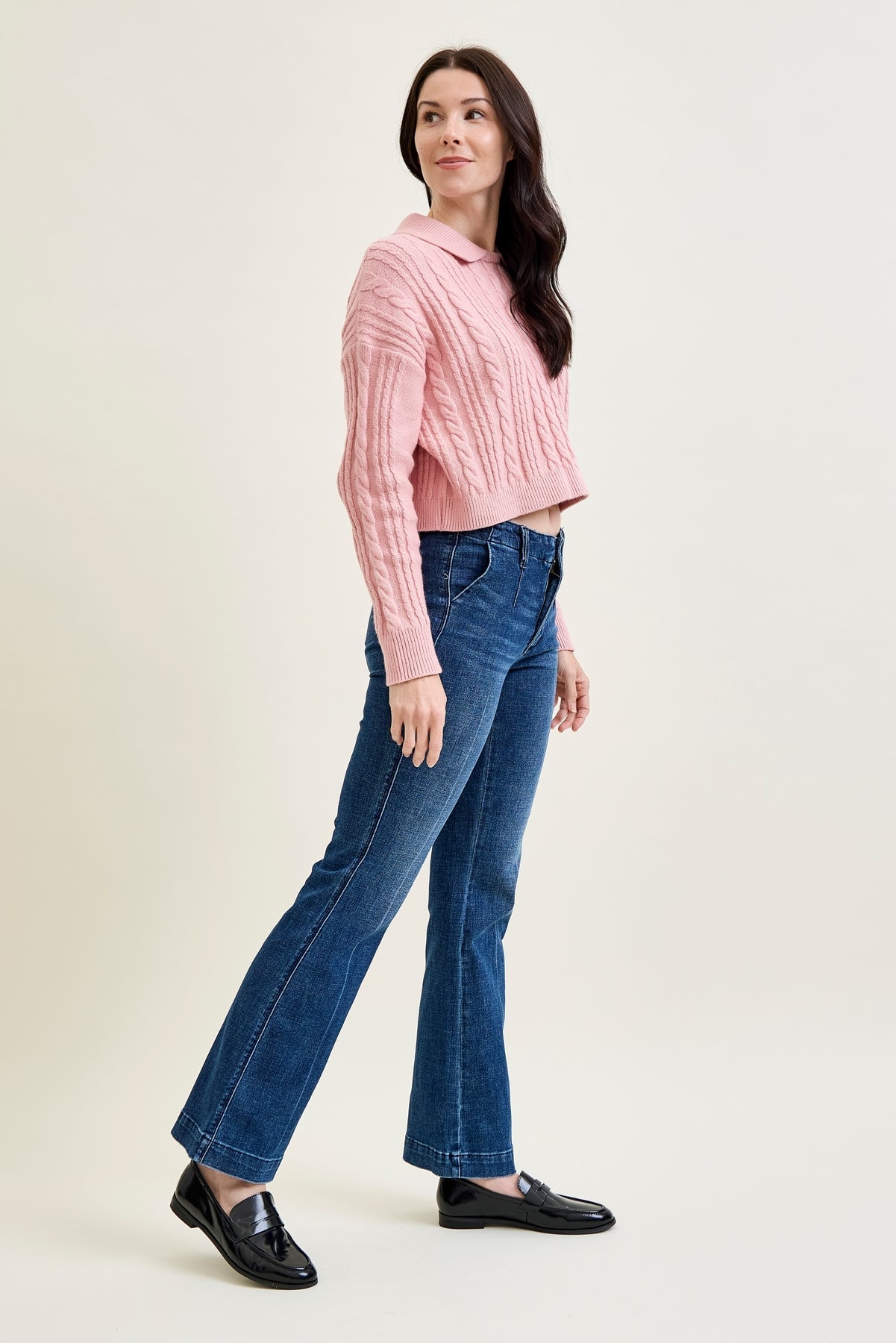 Kathy Mid Rise Bootcut Trousers with TC & Welt Pockets