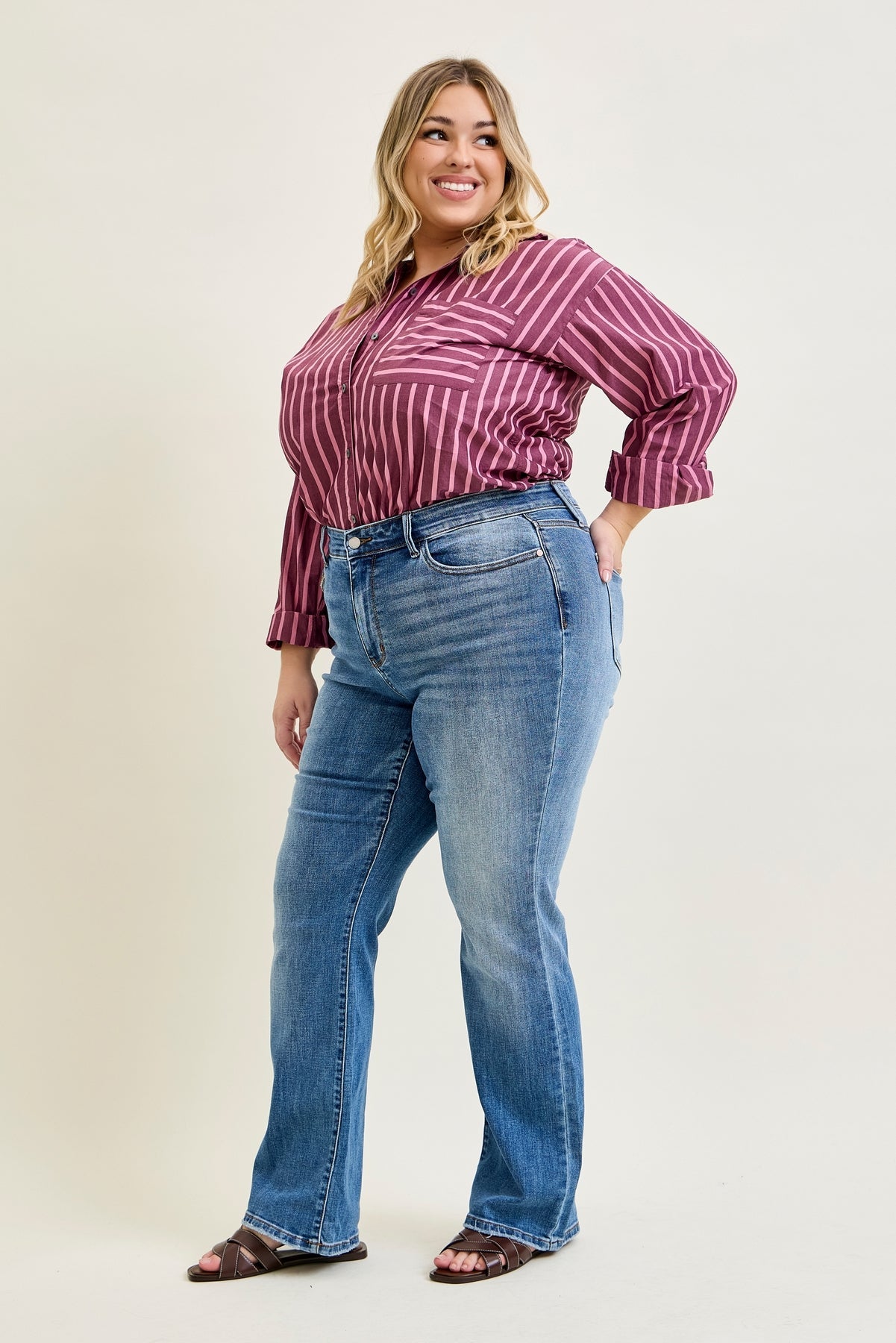 Lila Mid Rise Vintage Bootcut Jeans - PLUS