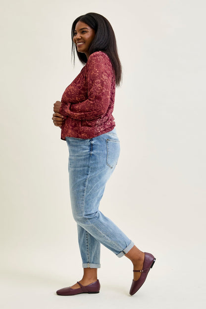 Michelle Mid Rise Vintage Wash Boyfriend Jeans - PLUS