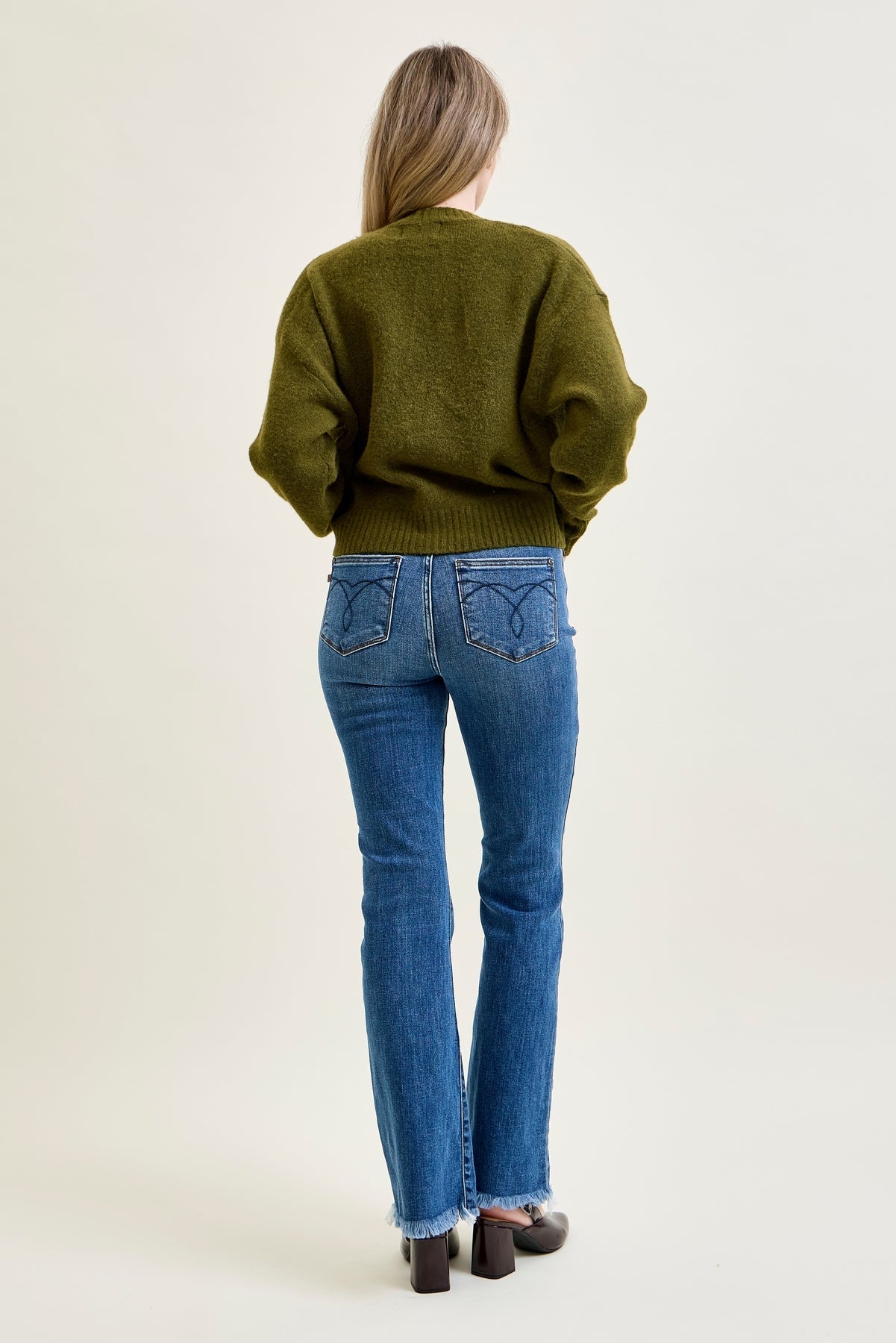 Daisy Bootcut with Double-Button Waist and Frayed Hem