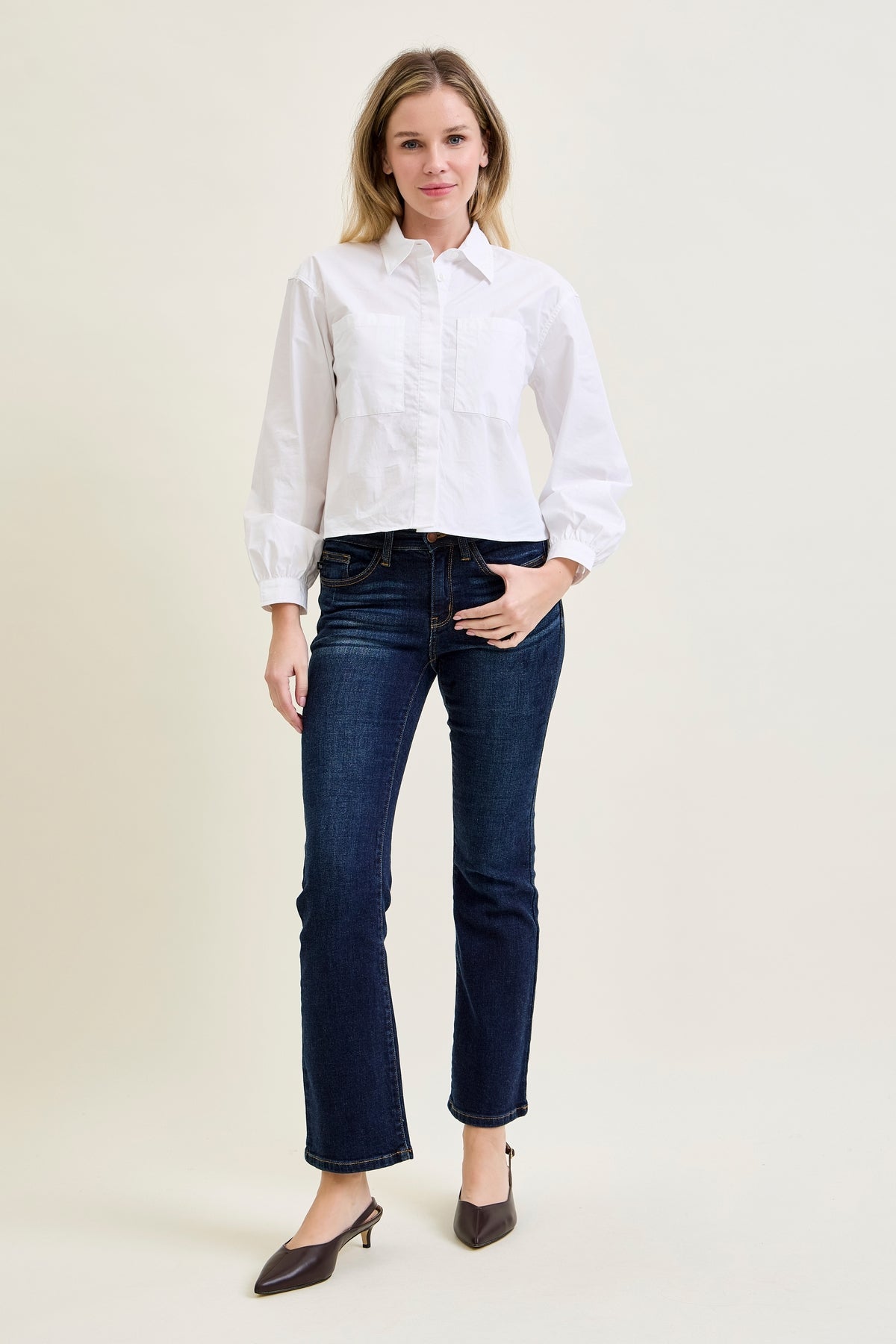 Elsy Whiskered Bootcut Jeans (29" Inseam)