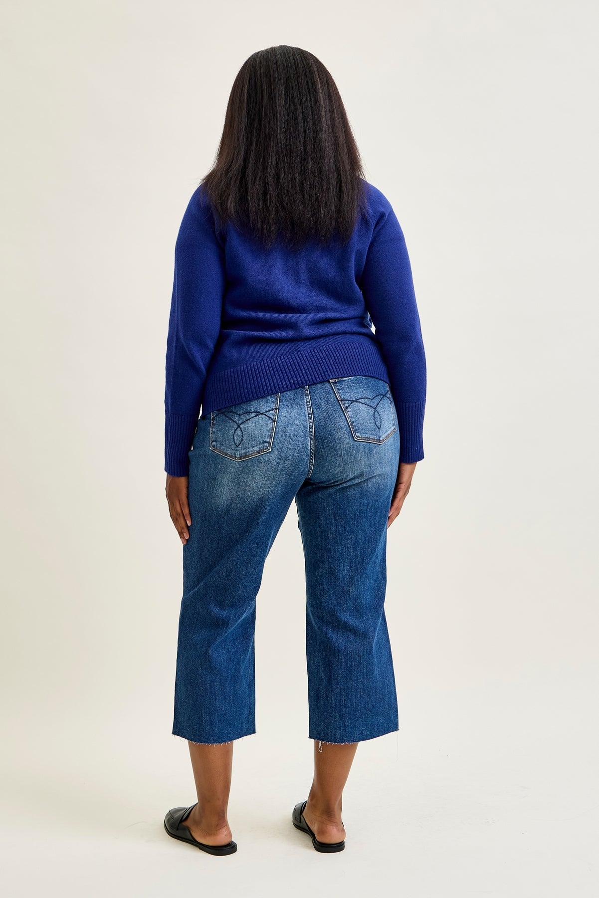 Dolly High Rise Back Pocket Classic Cropped Wide Leg Jeans - PLUS