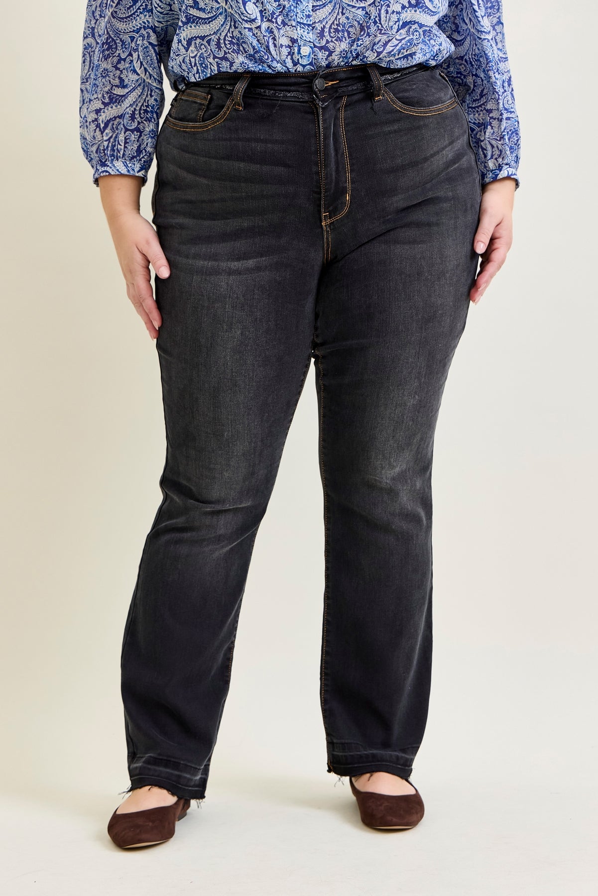 Baylee High Rise Released Hem Slim Bootcut Jeans - PLUS