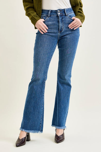 Daisy Bootcut with Double-Button Waist and Frayed Hem