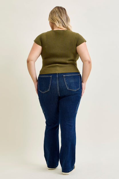 Karla High Rise Cargo Bootcut Jeans - PLUS