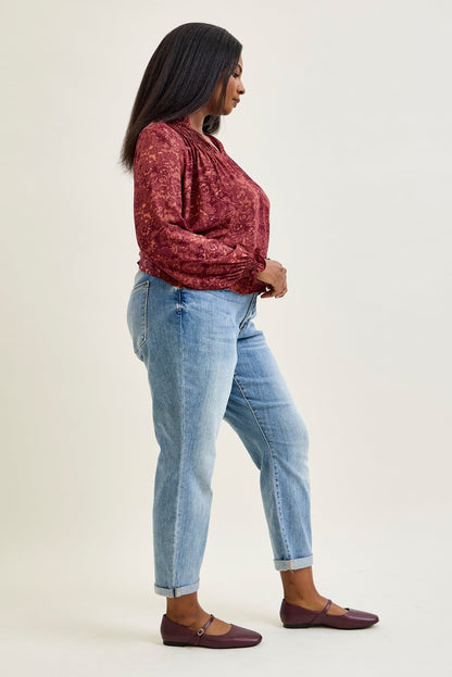 Michelle Mid Rise Vintage Wash Boyfriend Jeans - PLUS