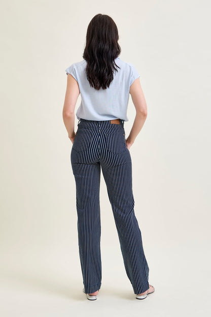 Vetti High Rise Tummy Control Striped Straight Fit