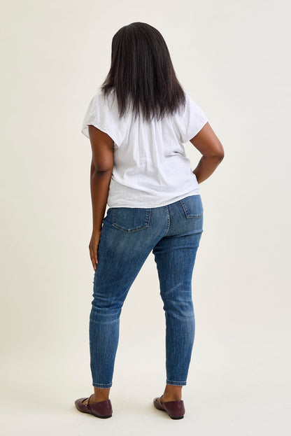 Freya Mid Rise Tummy Control Distressed Skinny - PLUS