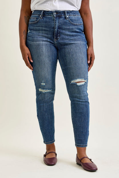 Freya Mid Rise Tummy Control Distressed Skinny - PLUS