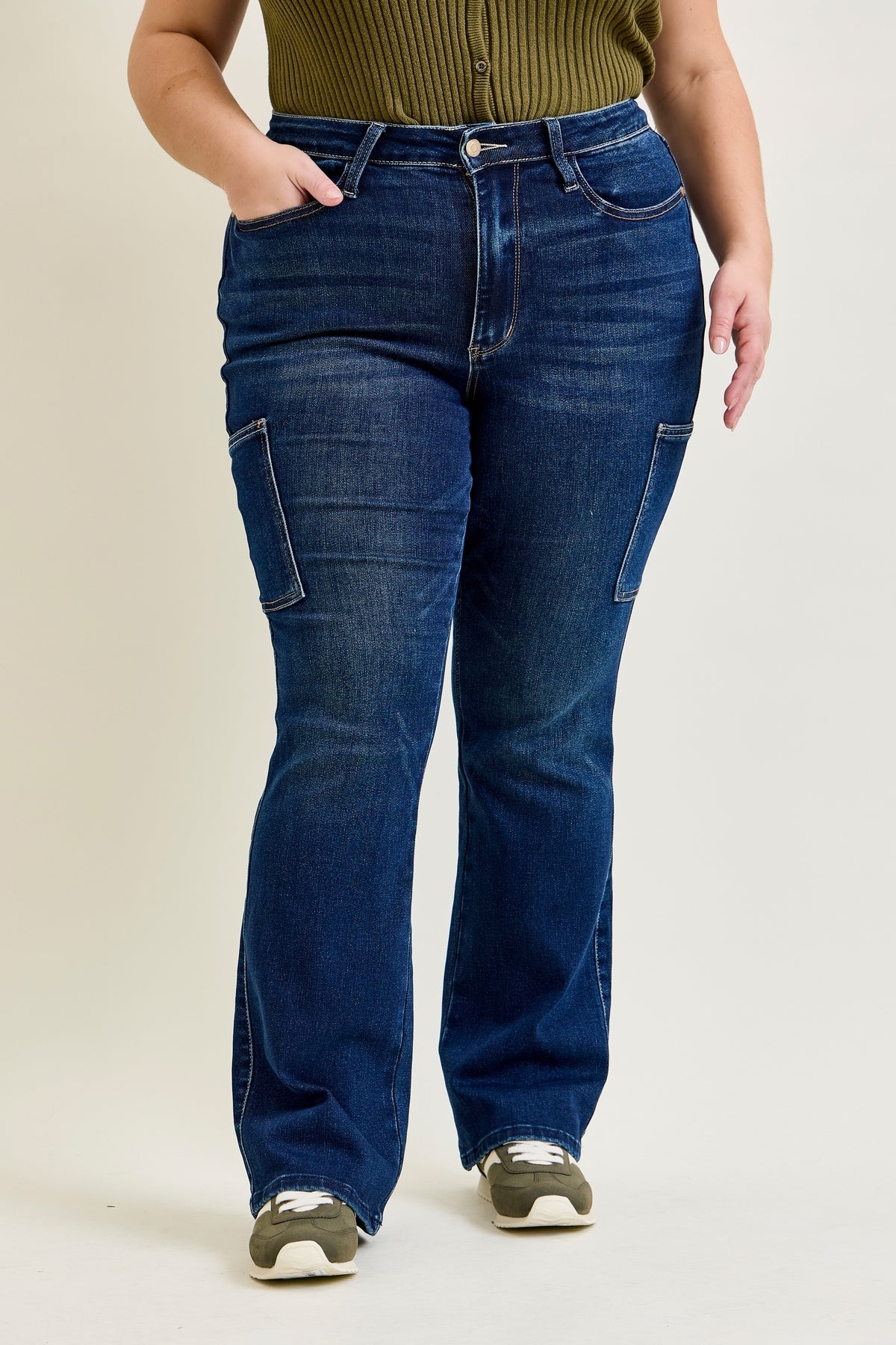 Karla High Rise Cargo Bootcut Jeans - PLUS