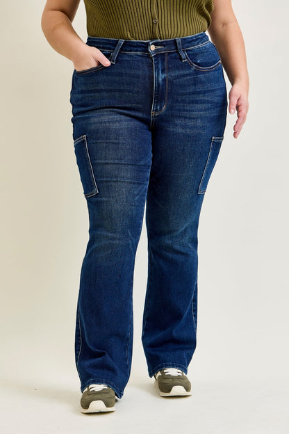 Karla High Rise Cargo Bootcut Jeans - PLUS