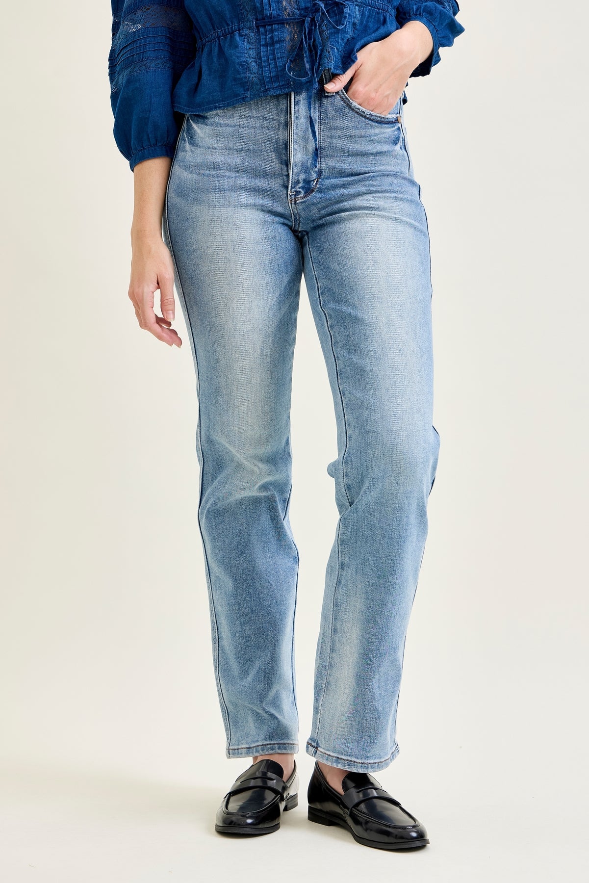 Kamila High Rise Tummy Control Straight Jeans