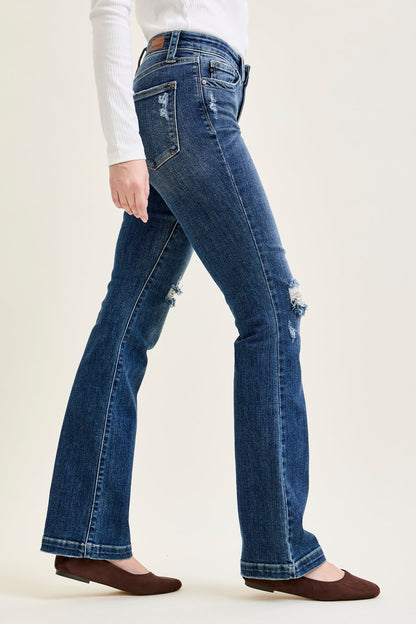 Lucy Mid Rise Hand Sand & Mildly Distressed Bootcut Jeans