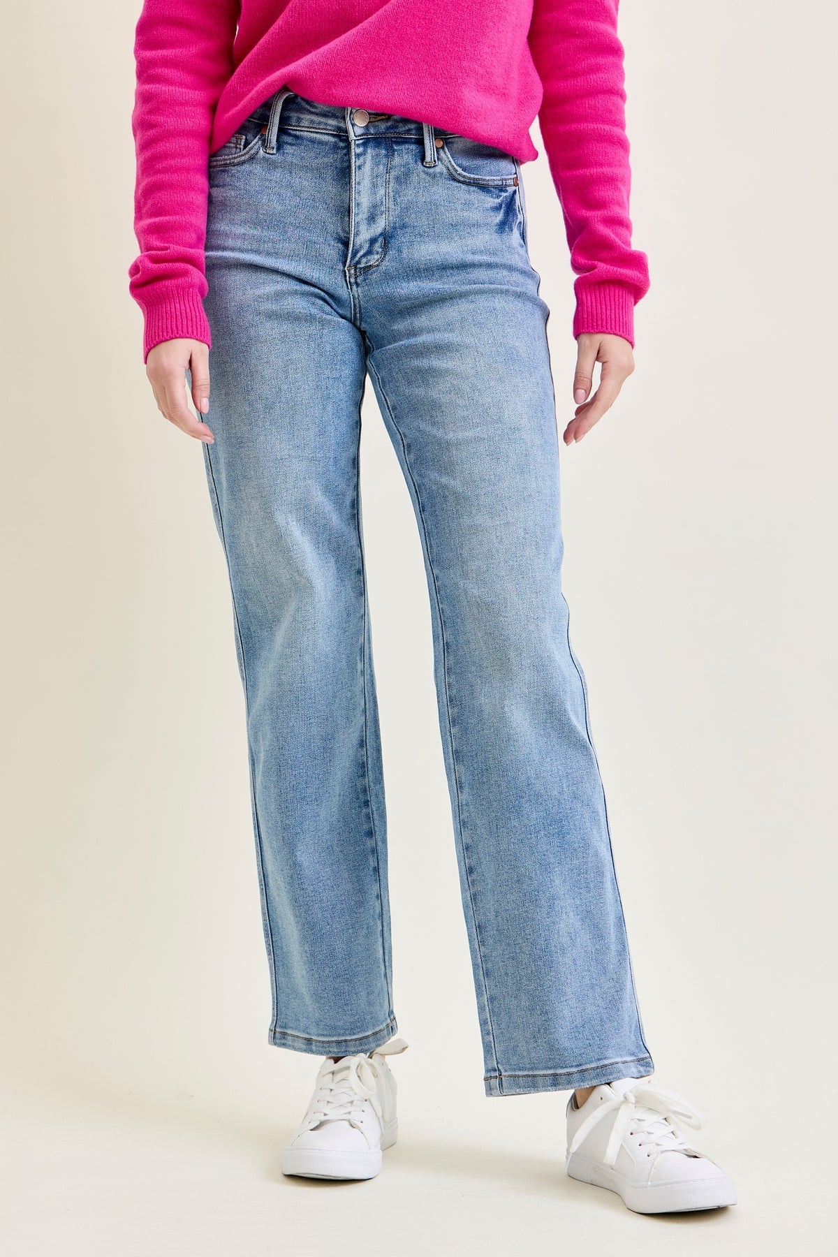 Haven Mid Rise Tummy Control Vintage Wash Straight Jeans