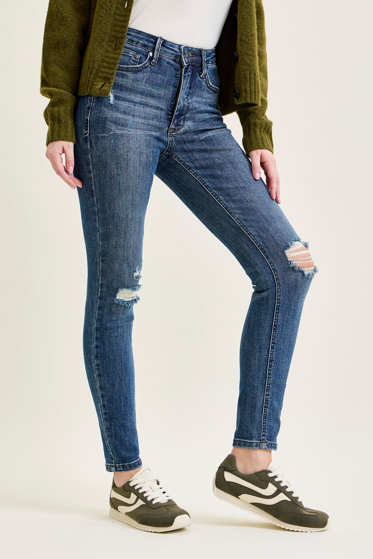 Freya Mid Rise Tummy Control Distressed Skinny