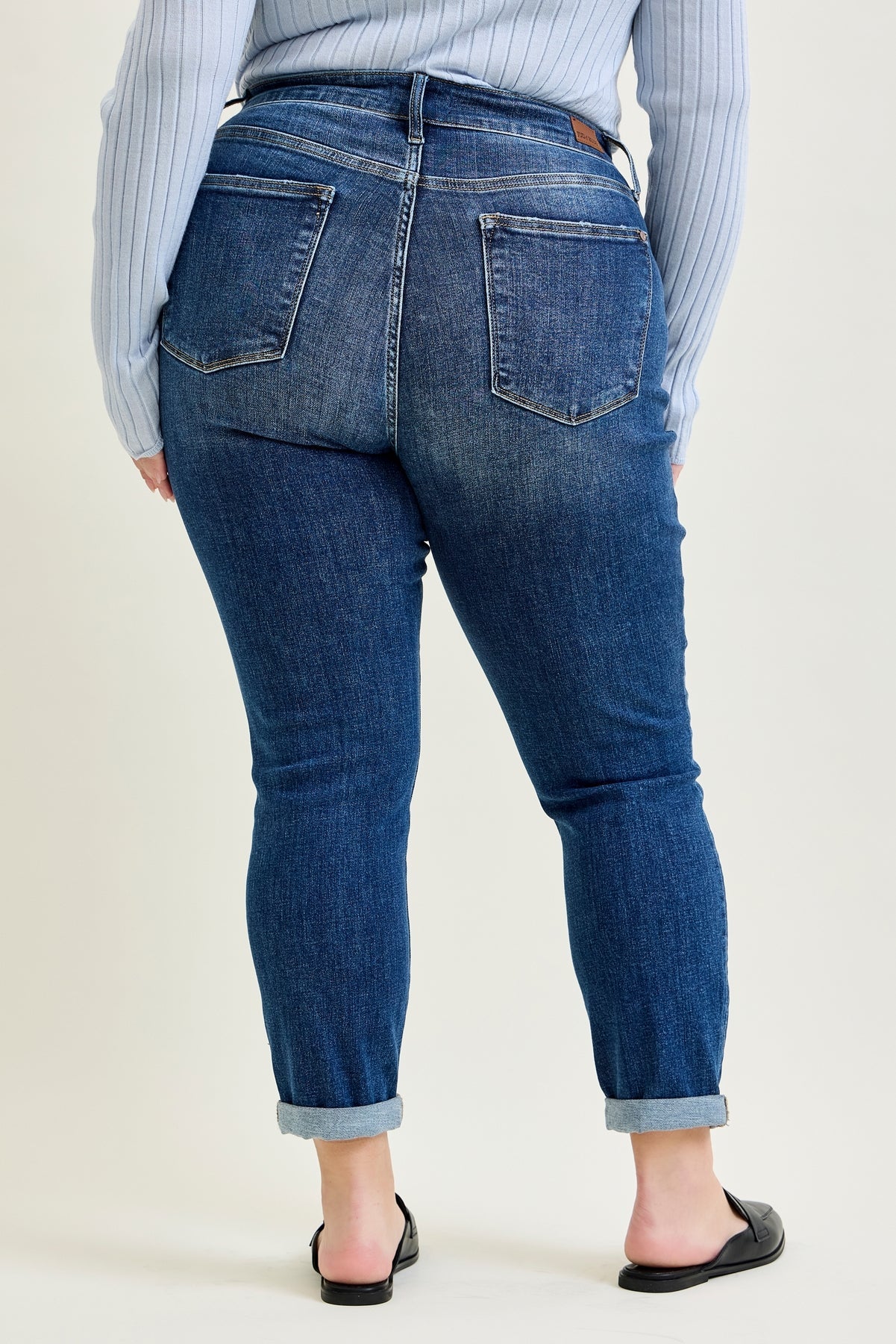 Addison Mid Rise Classic Cuffed Boyfriend Jeans- PLUS