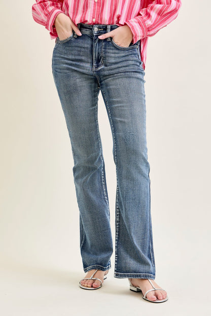 Violet High Rise Contrast Wash Bootcut Jeans