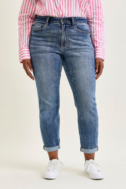 Margot High Rise Bleach Splash Boyfriend Jeans - PLUS