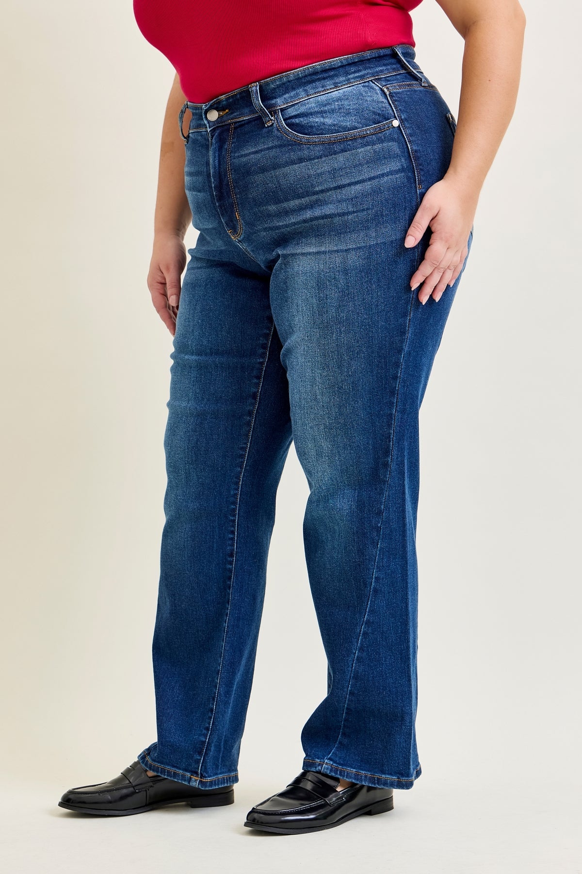 Aubrey Mid Rise Side Seam Detail Straight - PLUS