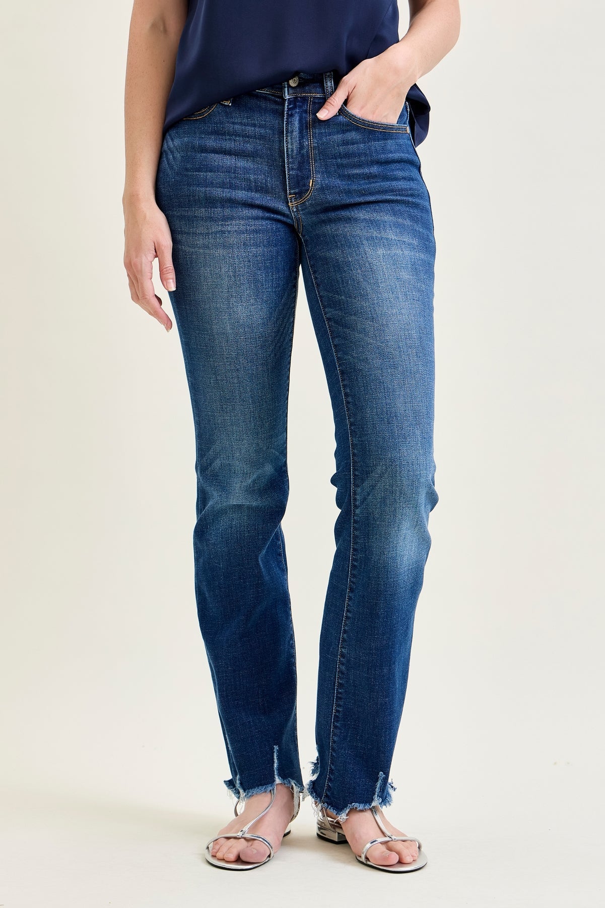 Natalie Mid Rise Non-Distressed Hem Bootcut Jeans