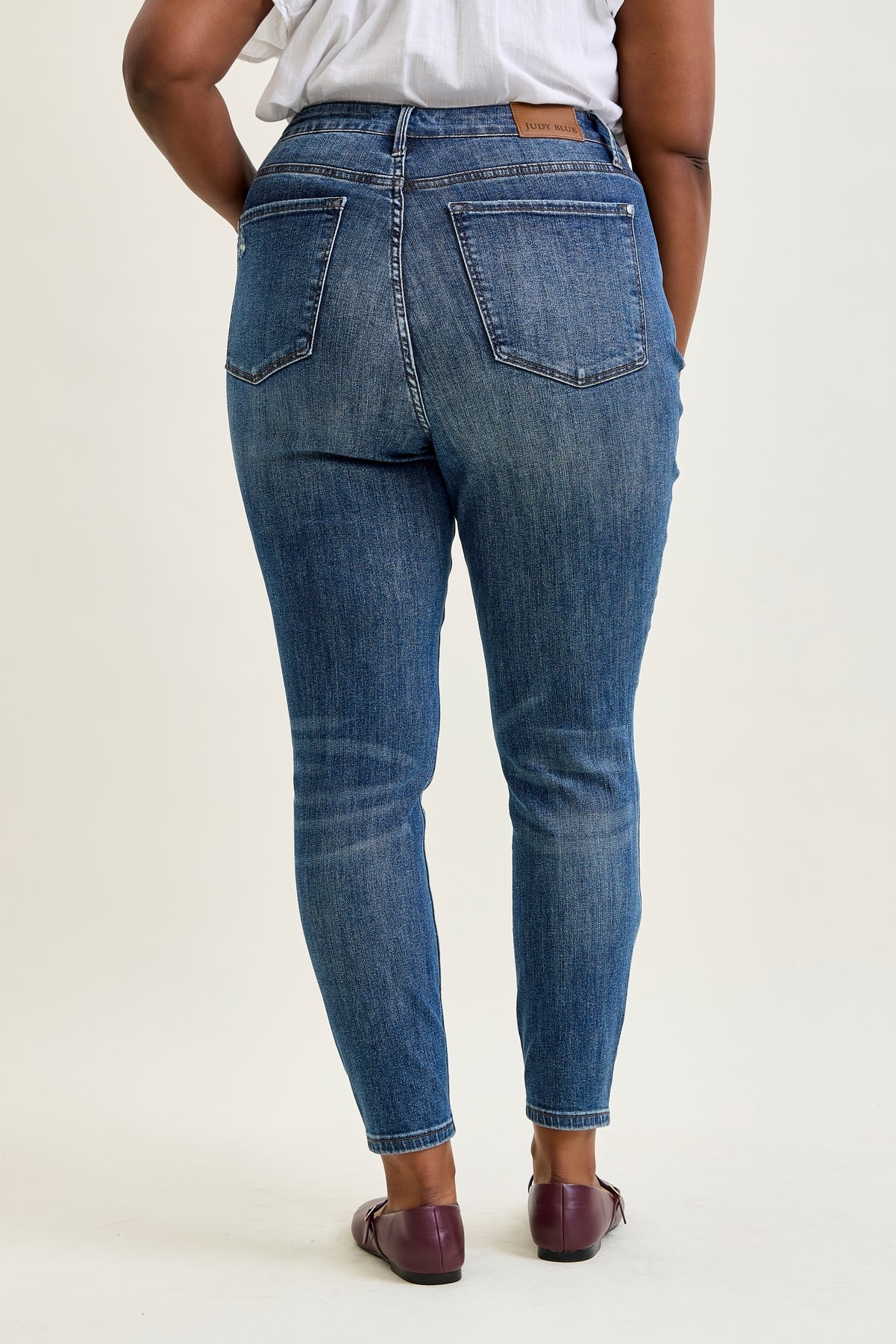 Freya Mid Rise Tummy Control Distressed Skinny - PLUS