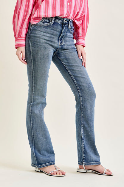 Violet High Rise Contrast Wash Bootcut Jeans