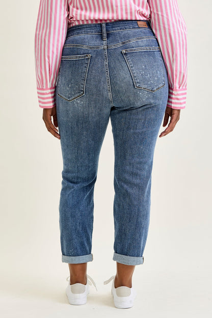 Margot High Rise Bleach Splash Boyfriend Jeans - PLUS