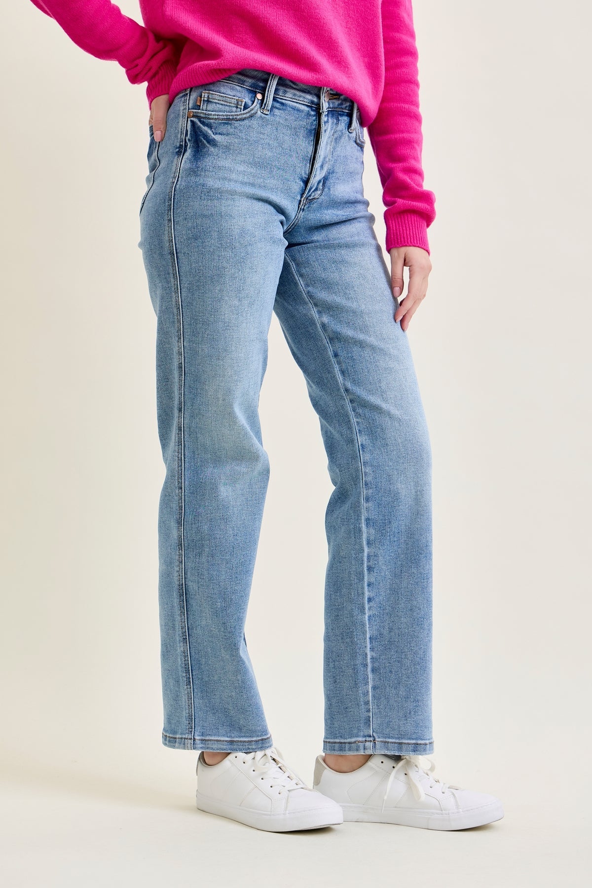 Haven Mid Rise Tummy Control Vintage Wash Straight Jeans