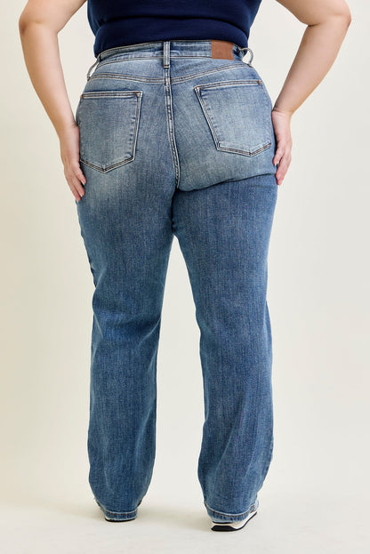Kaylee High Waist Distressed Dad Jeans - PLUS