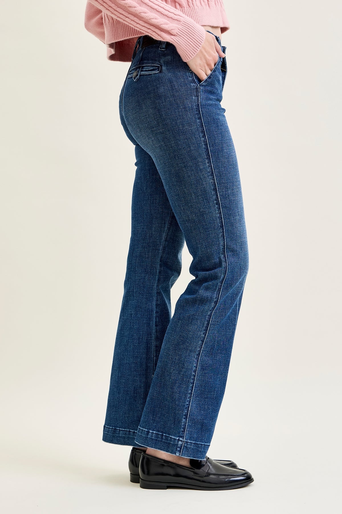 Kathy Mid Rise Bootcut Trousers with TC & Welt Pockets