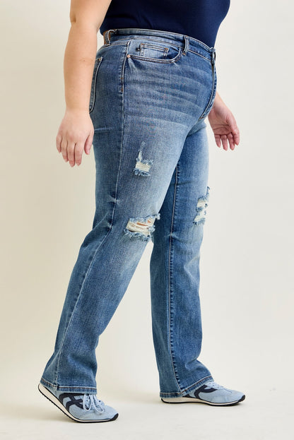 Kaylee High Waist Distressed Dad Jeans - PLUS