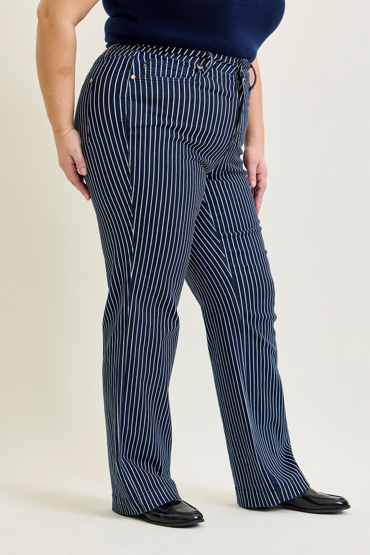Vetti High Rise Tummy Control Striped Straight Fit - PLUS